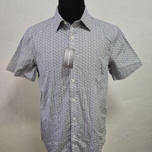 MICHAEL KORS MK Mens All Over Logo White Button Up Shirt Size M Classic Fit